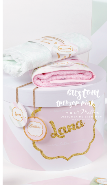 Trusou de botez pentru gemeni sau unisex in roz si verde menta, Gold Mint & Pink  7